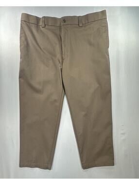Oak Hill Flat Front Cotton/Spandex Chinos Brown Mens 44/28